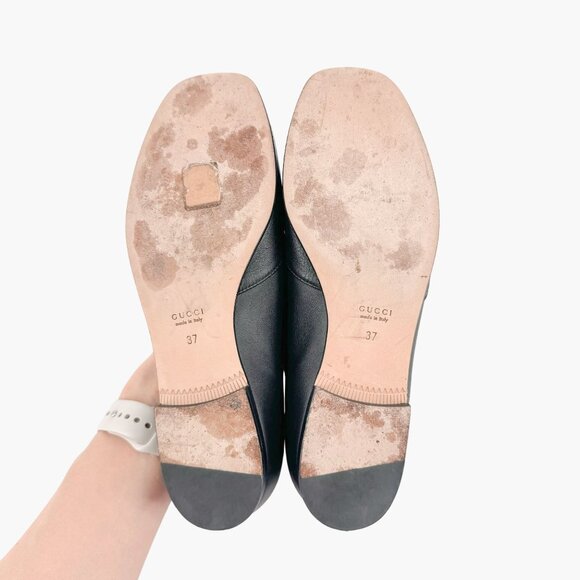 Gucci Horsebit Loafers EU 37 US 7 Black Leather Kira Flat Slip On Shoe Buckle - Picture 9 of 14